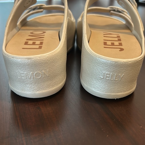 Lemon Jelly Double Strap Platform Wedge Slip on Slides Sandals Warm Grey EU 38 - Picture 9 of 17